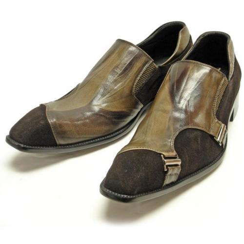 Fiesso Brown Genuine Wrinkled Leather Loafer Shoes FI8143